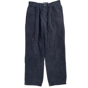 Vintage Polo Ralph Lauren Andrew Pleated Corduroy Pants Mens 33x30 Black Preppy